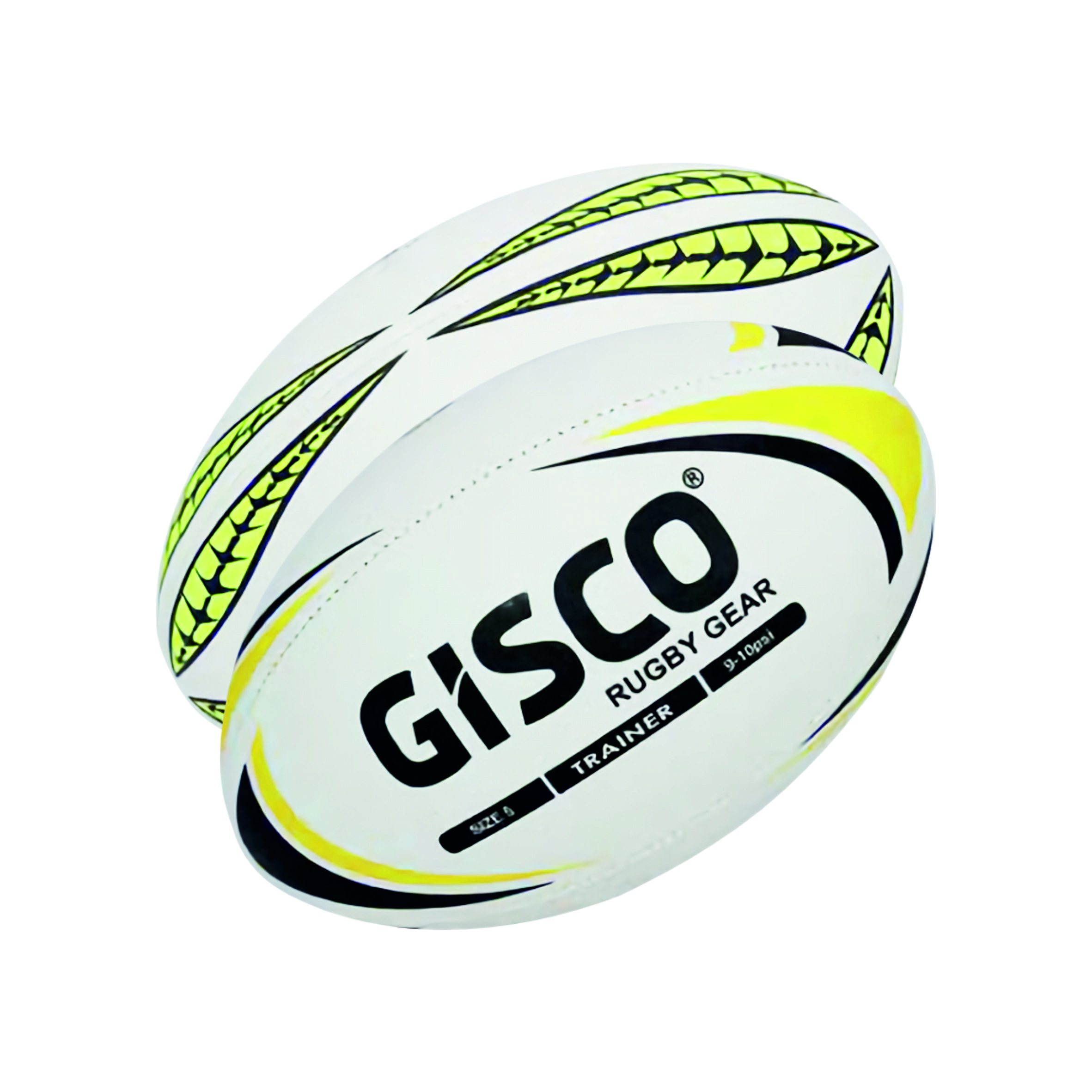 44906S3 RUGBY BALL -TRAINING SIZE -3 (WHITE,YELLOW & BLACK) - Image 1