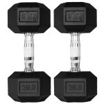 Rubber Hex Dumbbells in Pounds 5 - 50 Lbs (Sold In Pair) | Weight in LBS | Tough & Durable | Chrome Plated Economical Handle